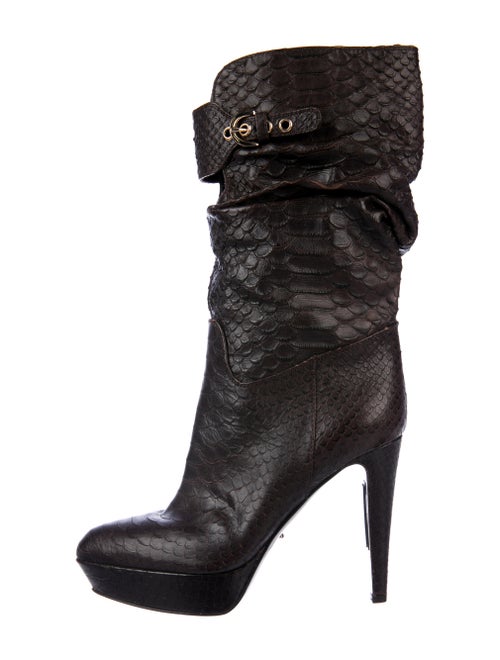 Sergio Rossi Snakeskin Boots Brown