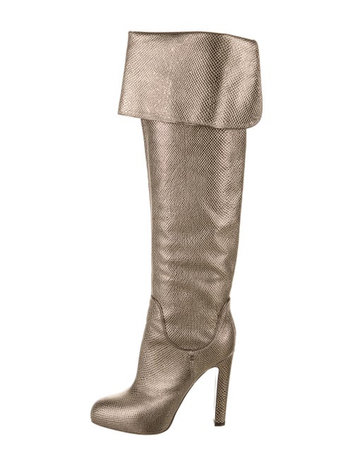 Sergio Rossi Embossed Leather Boots Gold