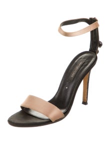 Sergio Rossi Leather Crystal Embellishments Sandals