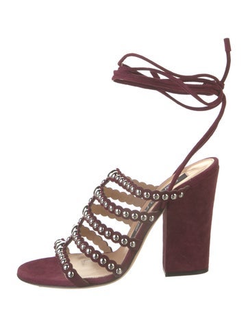 Sergio Rossi Sandals Suede Studded Accents Gladiator IT 37.5 | 7.5