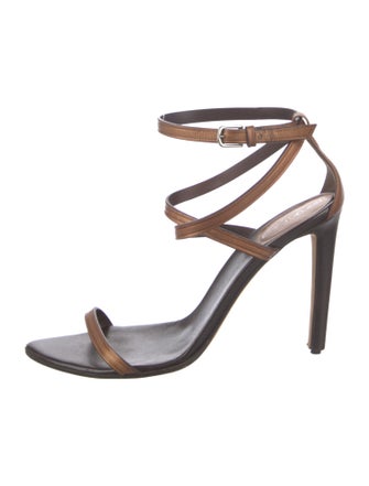 Sergio Rossi Leather Colorblock Pattern Sandals