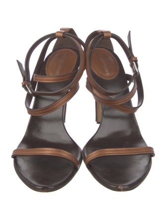 Sergio Rossi Leather Colorblock Pattern Sandals
