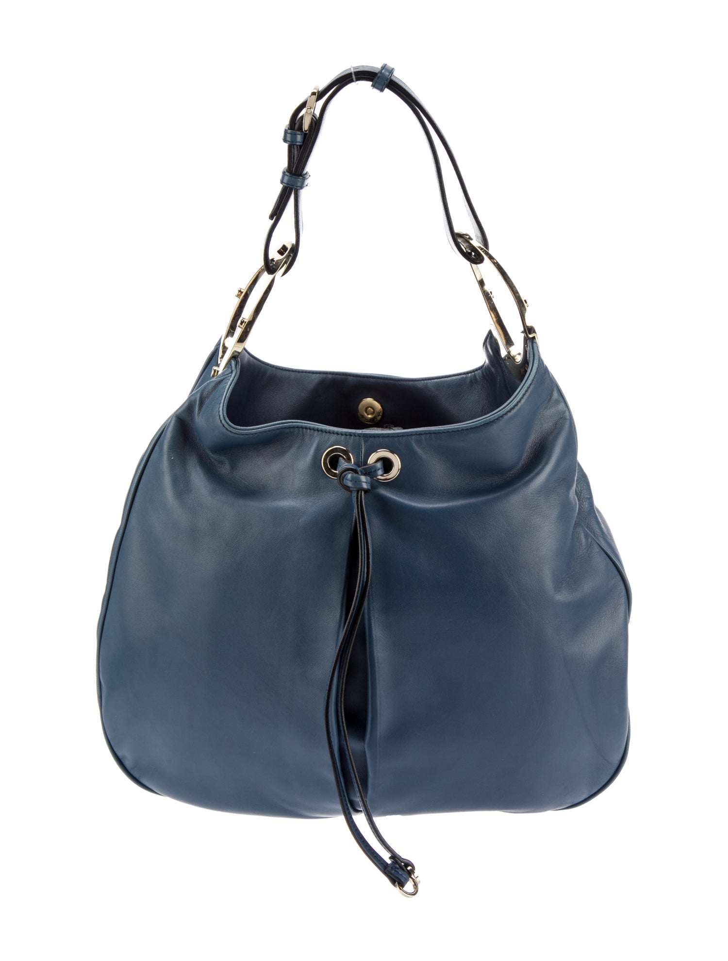 Sergio Rossi Leather Shoulder Bag Blue Shoulder Bags Handbags SER60431 The RealReal