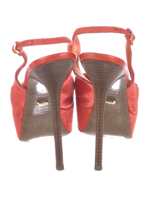 Sergio Rossi Canvas Keyhole Accent Slingback Pumps