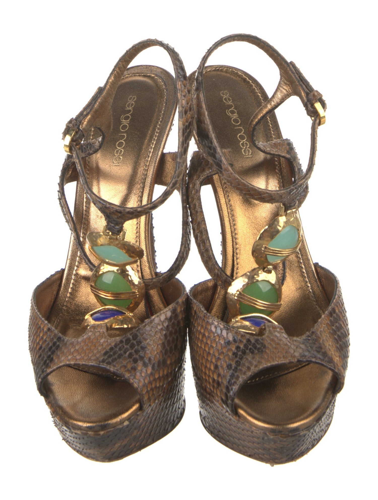 PLATE SANDAL　Sergio rossi Sergio Rossi Snakeskin Animal Print Gladiator Sandals