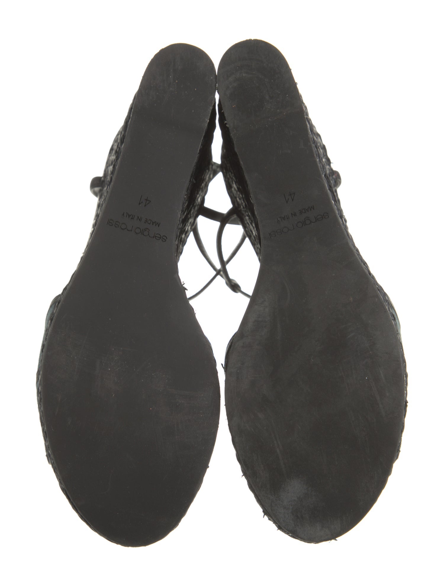 Sergio Rossi Suede Espadrilles - Black Sandals, Shoes - SER63889