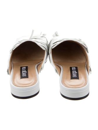 Sergio Rossi Leather Fringe Trim Accent Mules