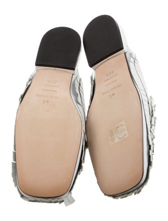 Sergio Rossi Leather Fringe Trim Accent Mules