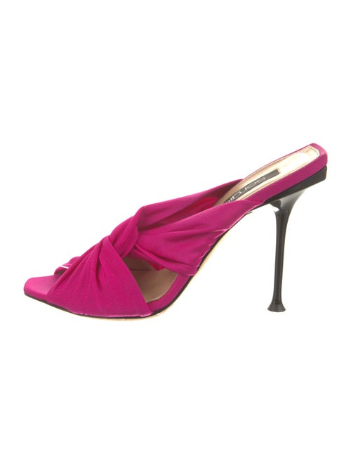 Sergio Rossi Satin Leather Trim Embellishment Slides