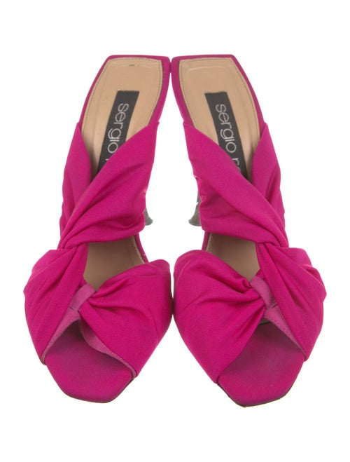 Sergio Rossi Satin Leather Trim Embellishment Slides