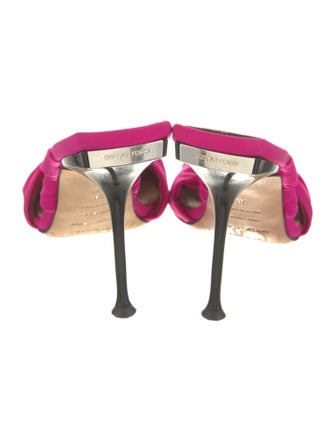 Sergio Rossi Satin Leather Trim Embellishment Slides