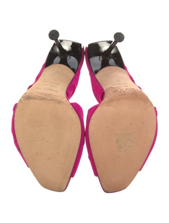 Sergio Rossi Satin Leather Trim Embellishment Slides