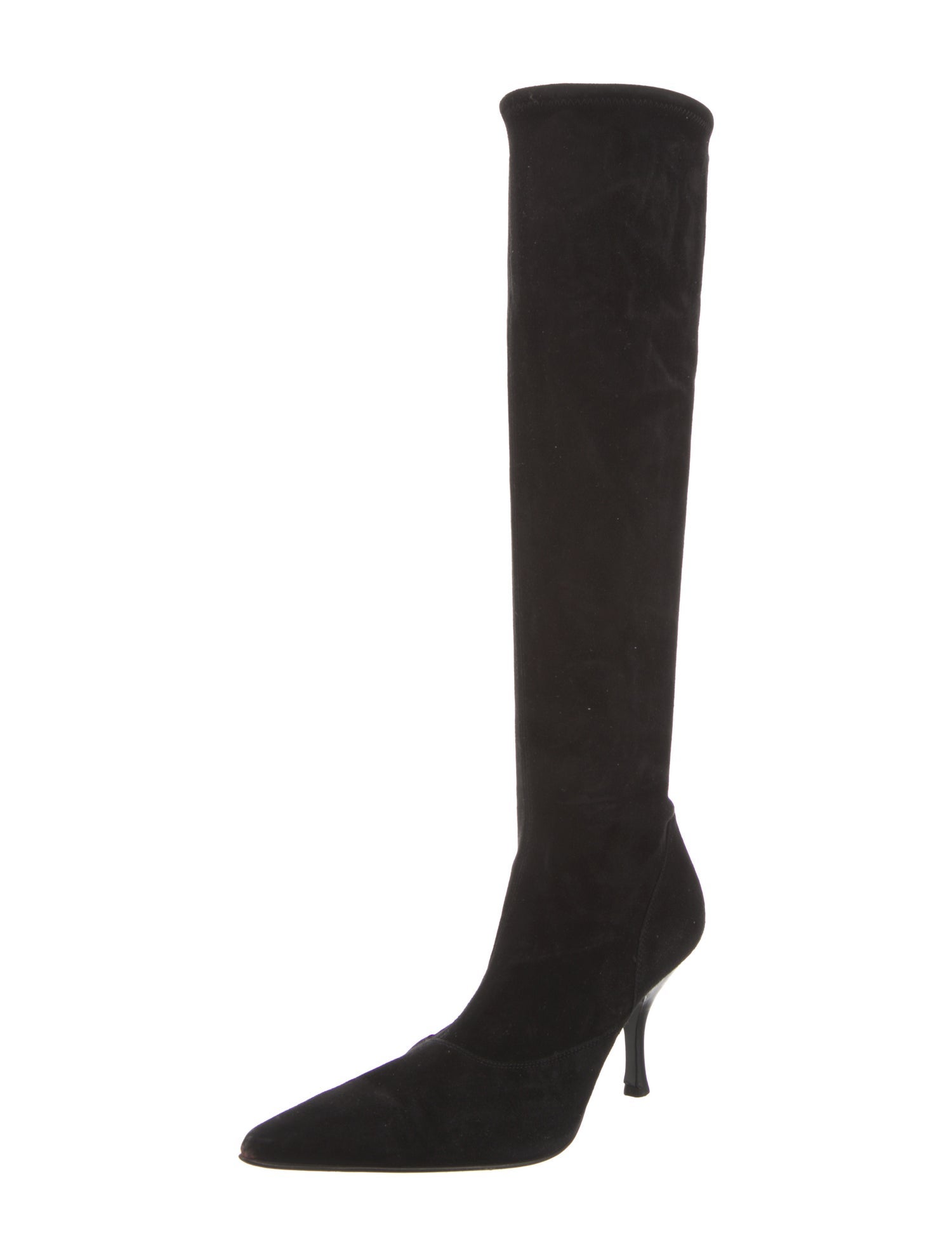 Sergio Rossi Suede Whipstitch Trim Boots