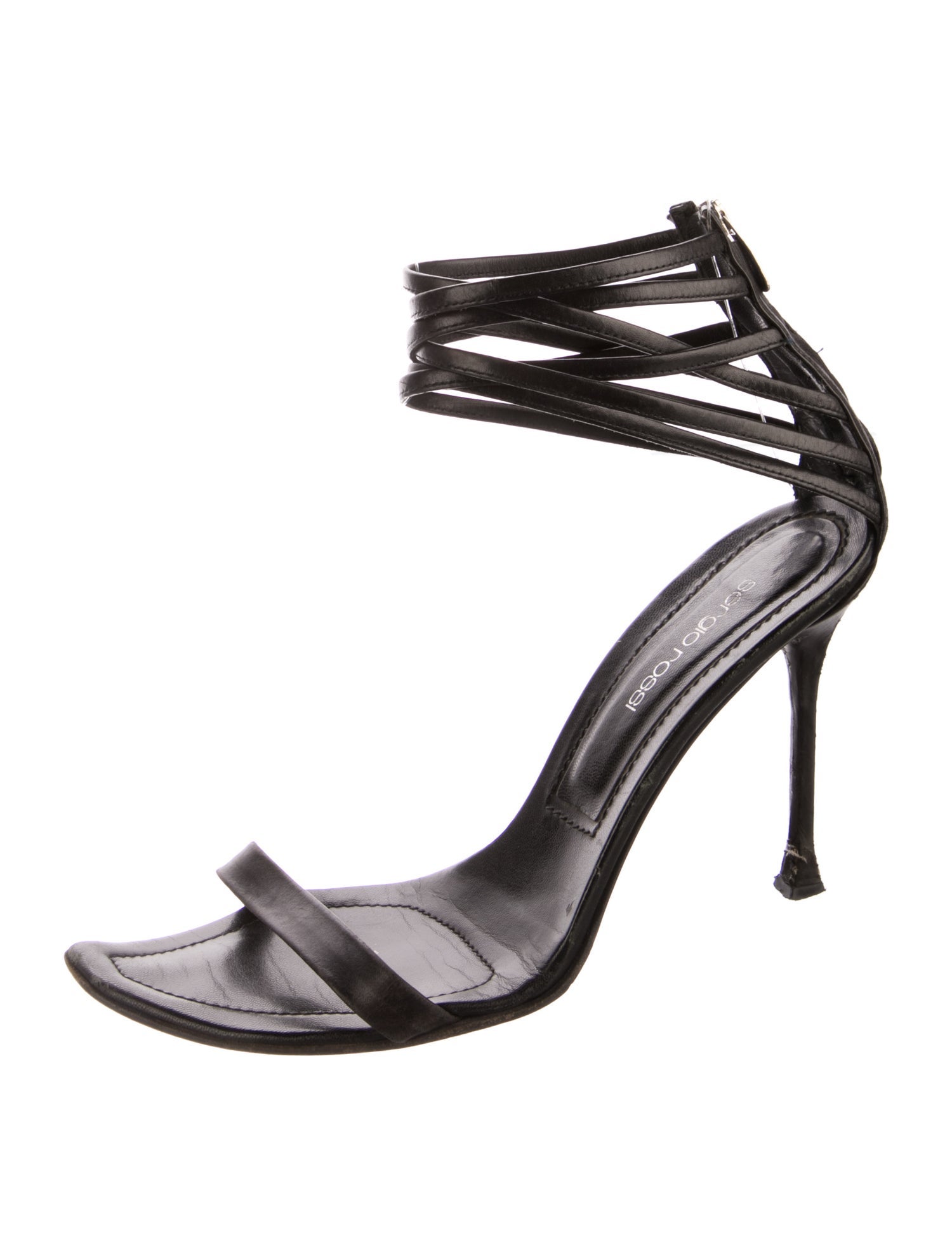 Sergio Rossi Leather Cutout Accent Sandals