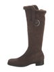 Sergio Rossi Suede Fur Trim Riding Boots