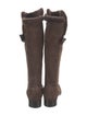 Sergio Rossi Suede Fur Trim Riding Boots