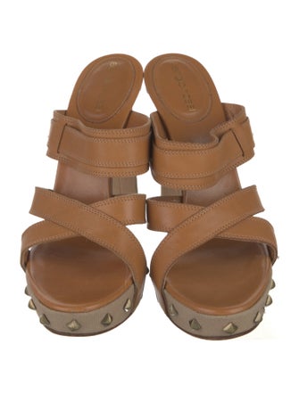 Sergio Rossi Leather Studded Accents Slides