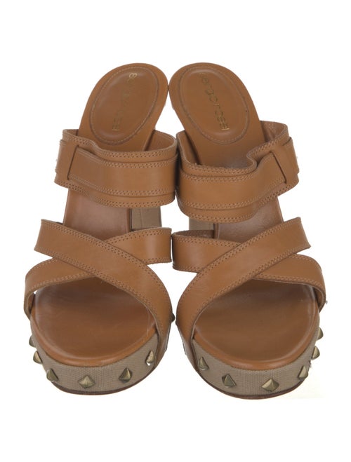 Sergio Rossi Leather Studded Accents Slides