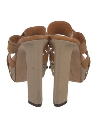 Sergio Rossi Leather Studded Accents Slides