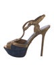 Sergio Rossi Suede Printed T-Strap Sandals