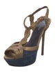 Sergio Rossi Suede Printed T-Strap Sandals