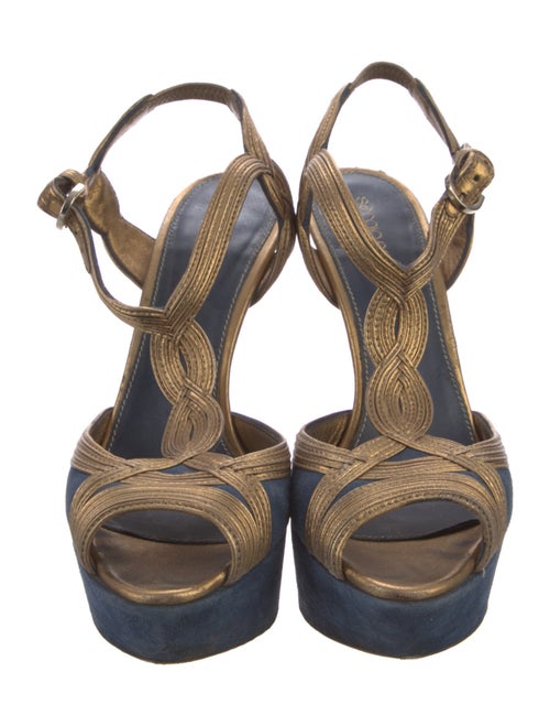 Sergio Rossi Suede Printed T-Strap Sandals