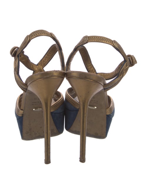 Sergio Rossi Suede Printed T-Strap Sandals