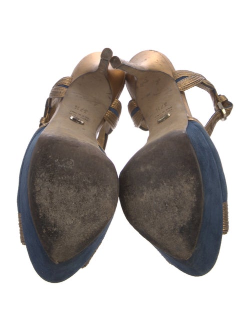 Sergio Rossi Suede Printed T-Strap Sandals