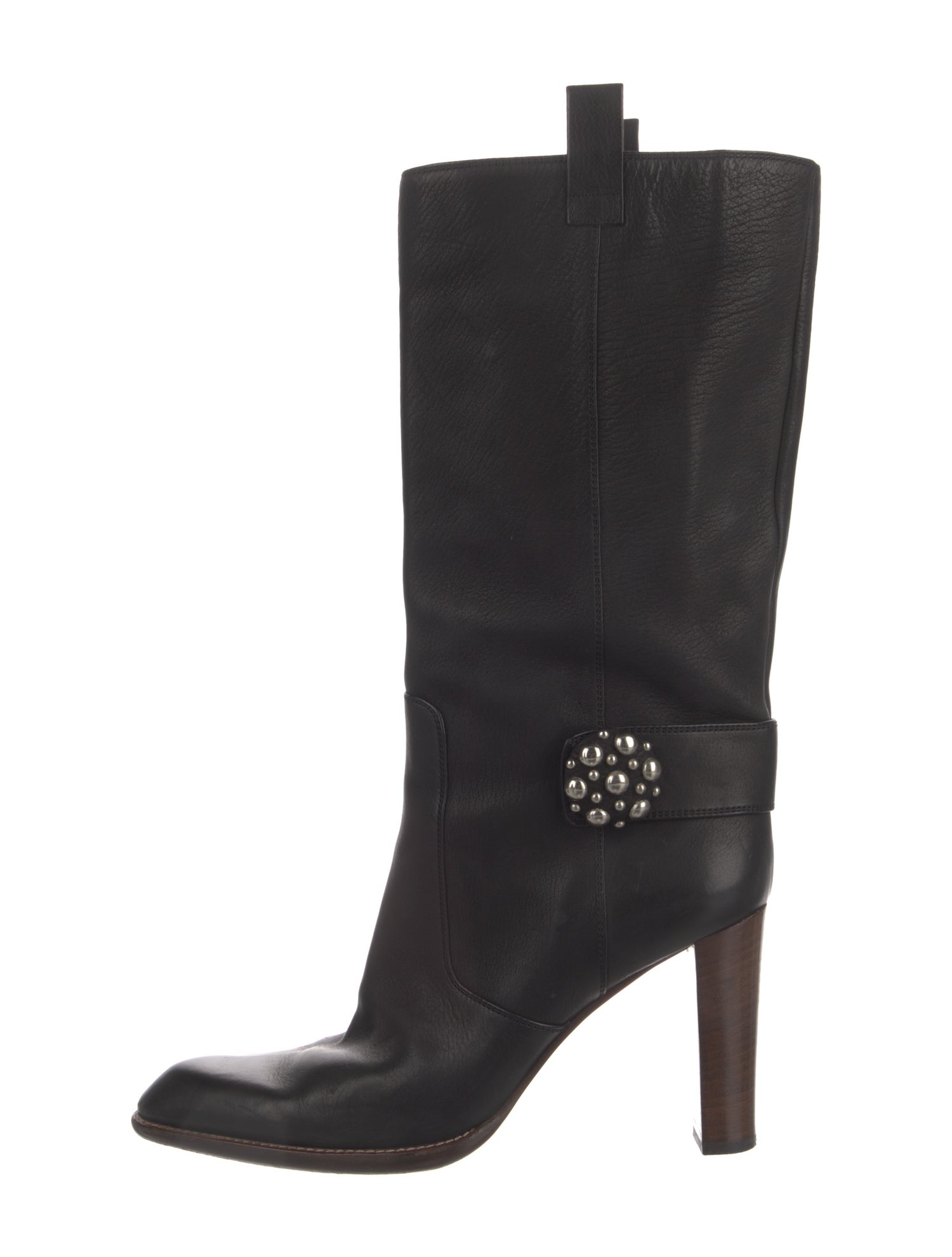 Sergio Rossi Leather Studded Accents Boots