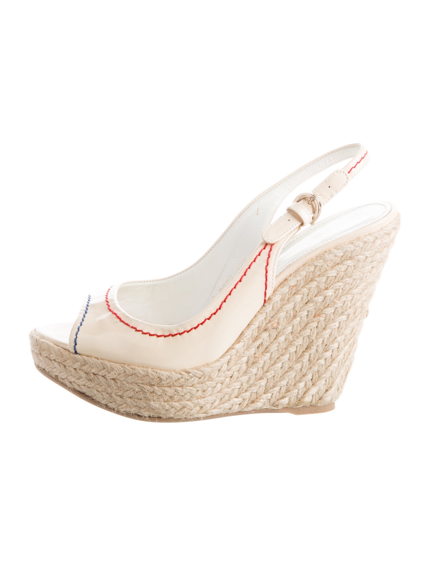 Sergio Rossi Patent Leather Whipstitch Trim Espadrilles
