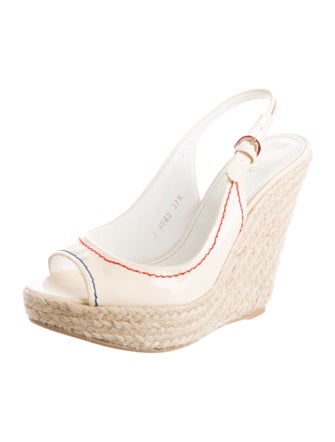 Sergio Rossi Patent Leather Whipstitch Trim Espadrilles