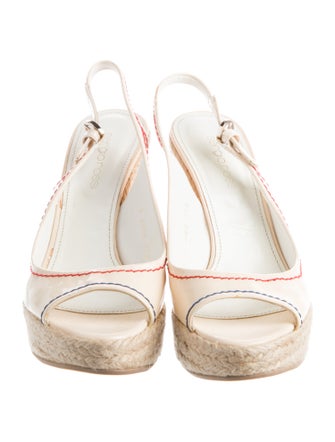 Sergio Rossi Patent Leather Whipstitch Trim Espadrilles