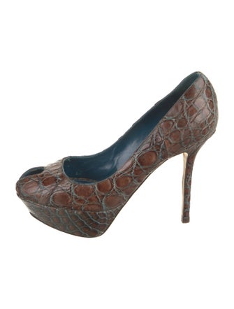 Sergio Rossi Leather Animal Print Pumps