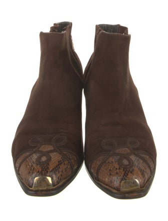 Sergio Rossi Suede Leather Trim Embellishment Boots