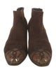 Sergio Rossi Suede Leather Trim Embellishment Boots