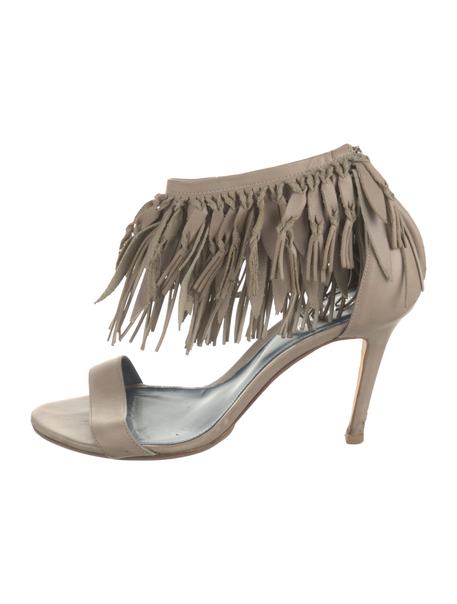 Sergio Rossi Leather Fringe Trim Accent Sandals