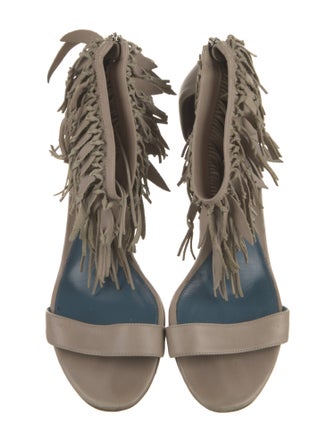 Sergio Rossi Leather Fringe Trim Accent Sandals