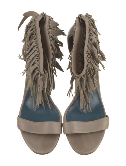 Sergio Rossi Leather Fringe Trim Accent Sandals