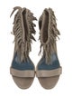 Sergio Rossi Leather Fringe Trim Accent Sandals