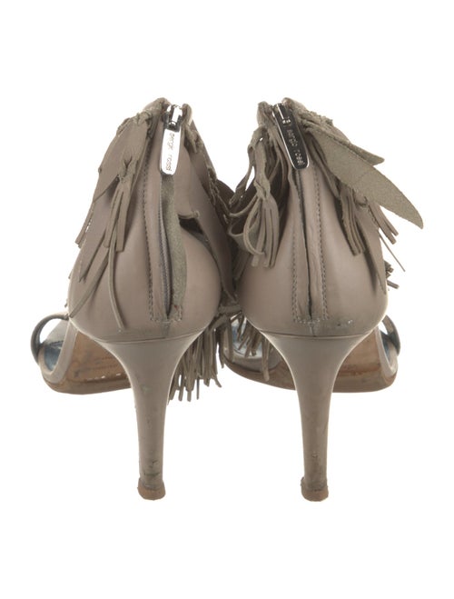 Sergio Rossi Leather Fringe Trim Accent Sandals