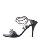 Sergio Rossi Satin Crystal Embellishments Slingback Sandals