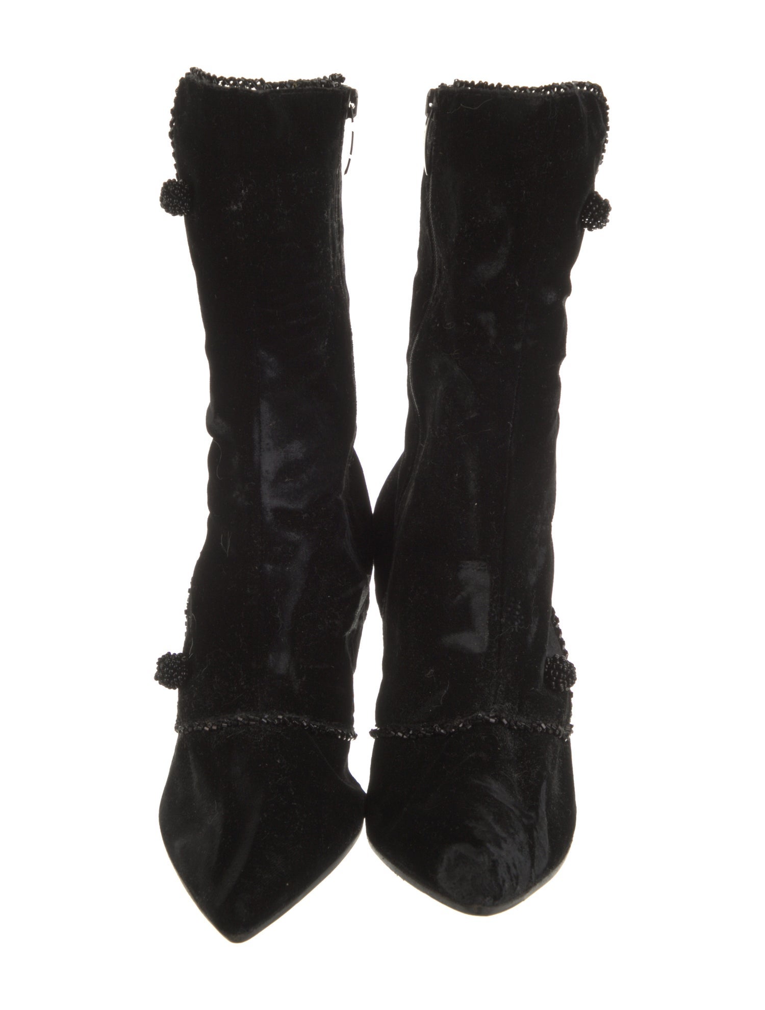 Sergio Rossi Velvet Beaded Accents Boots