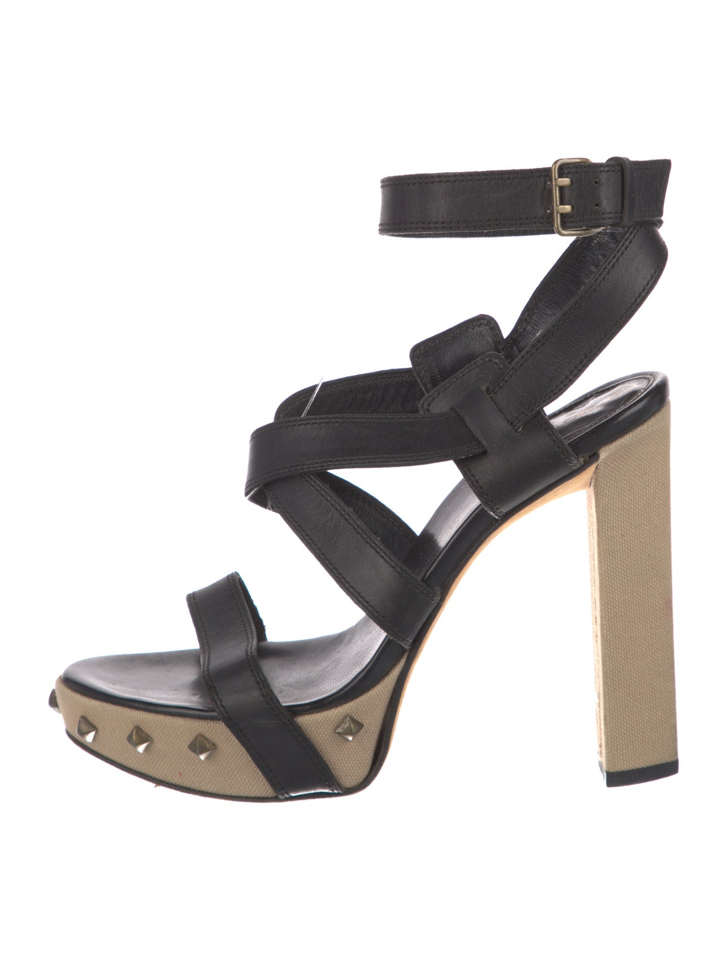 Sergio Rossi Leather Studded Accents Sandals