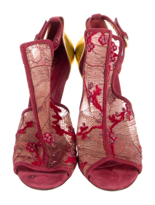 Sergio Rossi Mesh Animal Print T-Strap Sandals