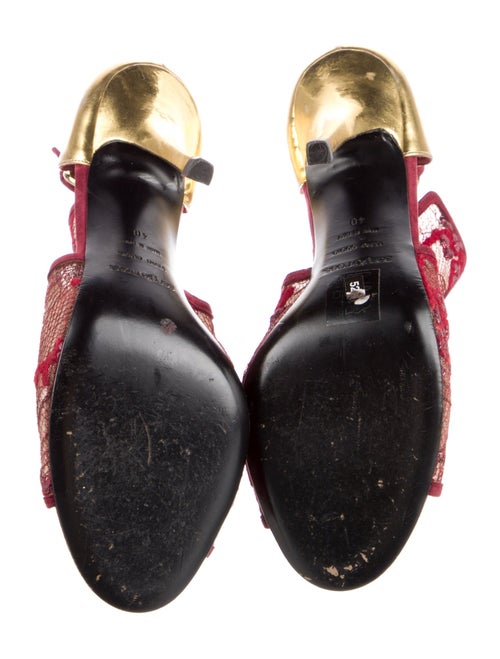 Sergio Rossi Mesh Animal Print T-Strap Sandals