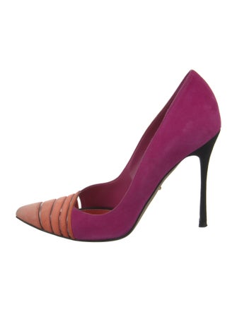 Sergio Rossi Suede Colorblock Pattern Pumps