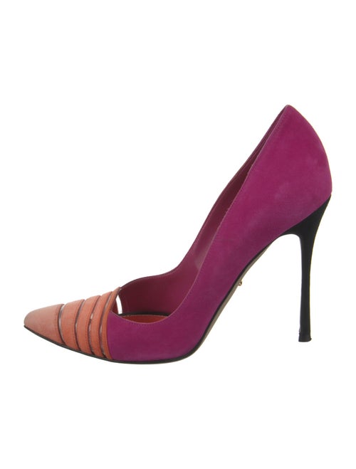 Sergio Rossi Suede Colorblock Pattern Pumps