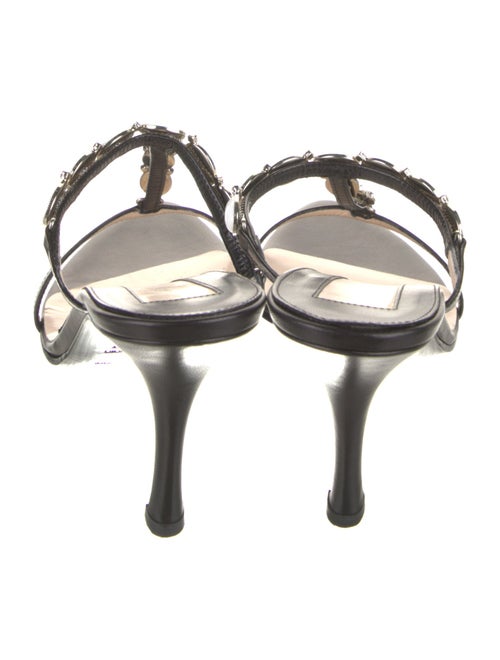 Sergio Rossi Leather Crystal Embellishments Slides