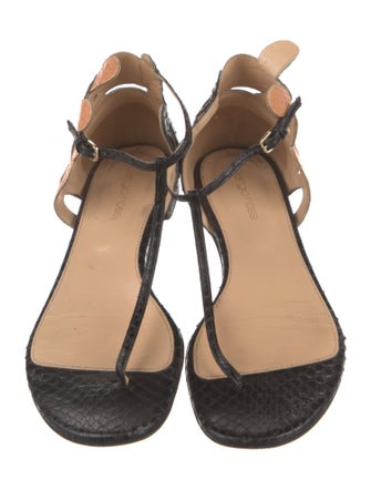 Sergio Rossi Snakeskin T-Strap Sandals
