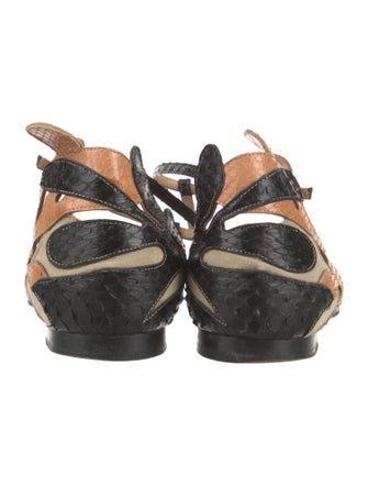 Sergio Rossi Snakeskin T-Strap Sandals